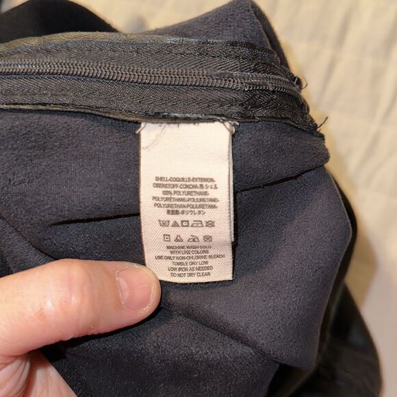 free people 6 Vegan Leather Black Stretch Zip Ankle  Elastic Waist Moto Legging - Picture 13 of 16